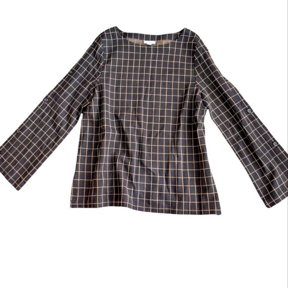 J. Jill Ponte black and tan top blouse size‎ large - Picture 1 of 6